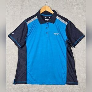 Amazon Luly Yang Womens Polo Shirt Blue Navy 2XL Reflective Logo